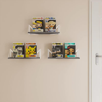 Wallniture Minori Gray Floating Shelves for Wall, Bathroom Shelves Over The Toilet Storage, Wood Wall Shelf for Bedroom, Living Room, Kitchen, Set of 3