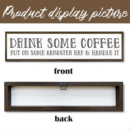 Funny Coffees Decor, Modern Farmhouse Table Shelf Decoration, Sarcastic Humor Decor for Home, Kitchen, Cafe, Coffee Station, Drink Some Coffee Sign, 17.8x4x1.2 inches