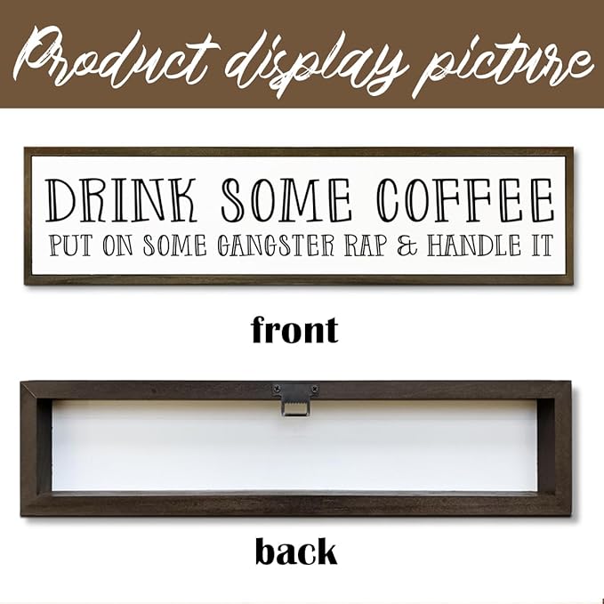 Funny Coffees Decor, Modern Farmhouse Table Shelf Decoration, Sarcastic Humor Decor for Home, Kitchen, Cafe, Coffee Station, Drink Some Coffee Sign, 17.8x4x1.2 inches