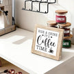 Wooden Coffee Sign Rise & Shine It's Coffee Time Farmhouse Coffees Bar Signs Rustic Wooden Sign Handmade Kitchen Wall Art Coffees Plaque for Home Office Kitchen Decoration 5.9x5.9 inches