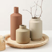 Ceramic Vase Set of 3, Modern Decorative Vases for Home Decor, Small Flower Pottery Vase Sets, Boho Farmhouse Rustic Vases for Living Room, Kitchen, Bedroom, Bathroom, Shelf, Table