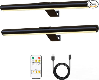 TINTINDOC 2Pack Wireless Picture Lights with Remote,Battery Operated,16.5'' Painting Lights for Art Picture Full Metal with Dimmable Timer, Magnetic Attached Display Light for Dartboard Gallery