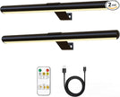 TINTINDOC 2Pack Wireless Picture Lights with Remote,Battery Operated,16.5'' Painting Lights for Art Picture Full Metal with Dimmable Timer, Magnetic Attached Display Light for Dartboard Gallery