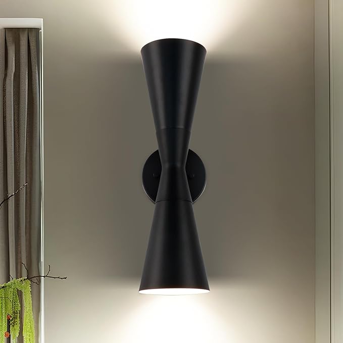 Wall Sconce Bathroom Sconces Lighting, 15 inch Black Modern Sconces Up Down Lights Wall Decor Indoor Wall Light Fixtures for Living Room Hallway Staircase Bedroom Hardwired