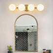 Bathroom Vanity Mirror Light Fixtures: 4 Lights Bath Wall Sconce Lighting - Brass Gold Vanity Lights with Milk Glass Shade - Modern Minimalist Makeup Light Fixture Above Mirror for Hallway E26 Base