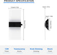 Lightess Modern Wall Sconce with Switch, Indoor Wall Light Dimmable, 12W Black Acrylic Wall Mounted Light Fixtures for Hallway Stairway Bedroom, Cool White, 1 Pack