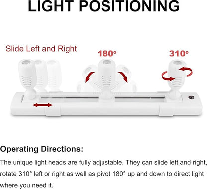 HONWELL Track Lighting LED Spotlights with 3 Rotatable Lights Heads, Under Cabinet Counter Lighting Plug in Accent Lights Remote Controlled Ceiling Track Light for Wall Picture Artwork Display