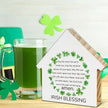 Irish Blessing Decor, St. Patrick's Day Decorations, Irish Gifts, Shamrock House Shaped Wood Block Sign, Home Decor for Desk Table Shelf, St Patricks Day Decorations