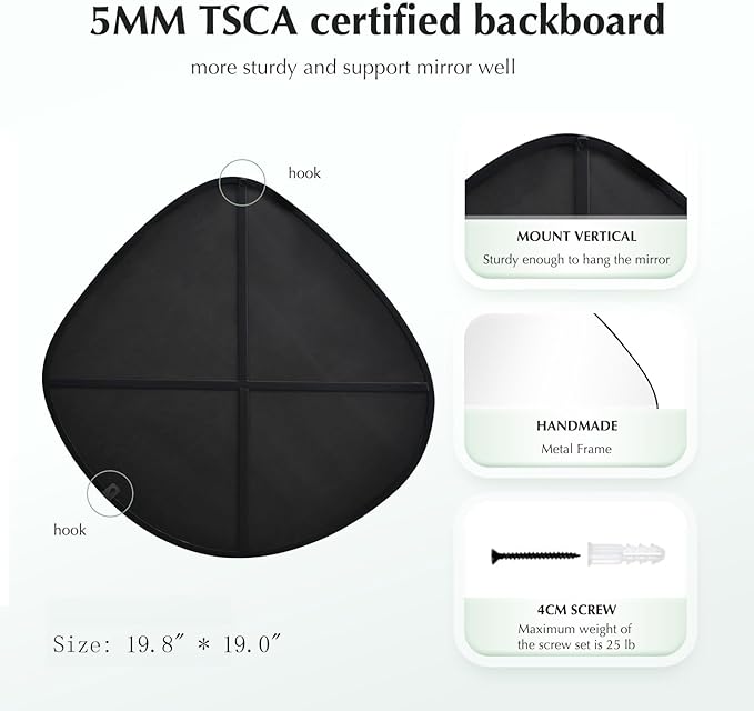 Irregular Wall Mirror Matel Matte Black Framed Wall Mirror for Living Room Bedroom Bathroom Entryway Wall Decor 19.8