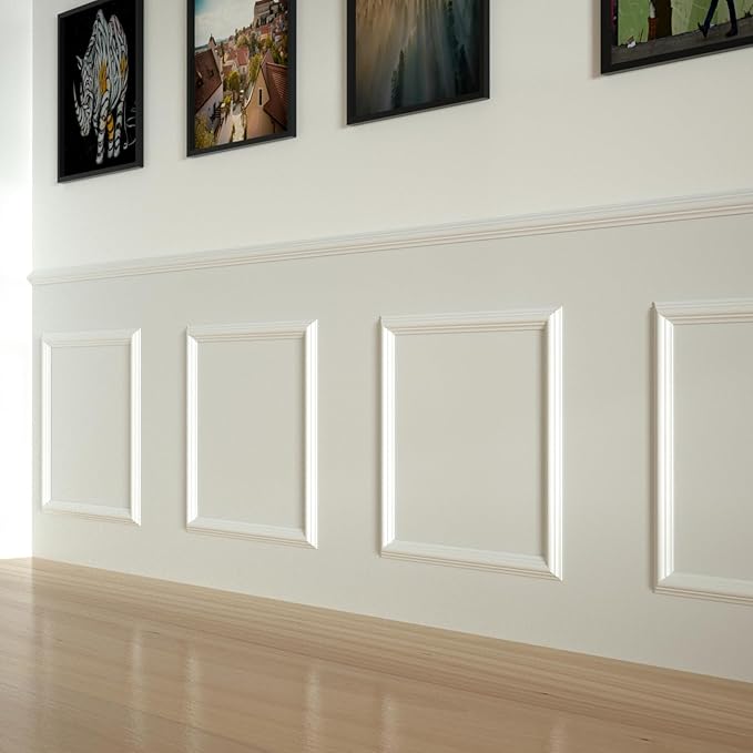 NeatiEase 4 Set Peel and Stick Wall Molding Trim Kit, 20" x20" Premade Wainscoting Panels, Self Adhesive Moulding Panel for Interior Walls Picture Frame
