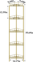 5 Tier Floor Standing Corner Shower Caddy Organizer Shelf with Hooks, Bathroom Shelves Stand Rack, Gold