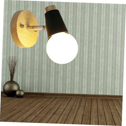 Vaguelly Minimalist Wall Lamp Fixture Modern Solid Wood Design for Loft Lighting Decor Black Finish Space Saving Wall Mounted Light for Living Room Bedroom Dining Room More