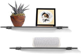 iobiotio Small Floating Shelves, 12 x 4'' Shelves for Wall, Decorative Floating Shelves for Home Office, Wall Mounted Rack, Clear Black, 2 Pcs
