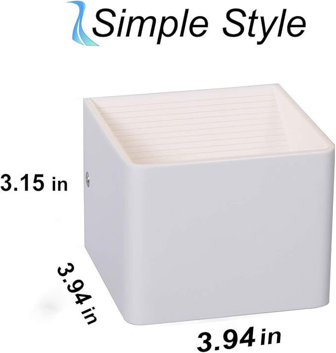 Modern LED Wall Sconce, Up Down Indoor Wall Light, White Cube Mount Lamp Fixture for Bedroom