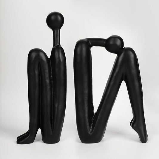 Thinker Cast Iron Bookends, Heavy-Duty Decorative Book End Stoppers for Shelves, Abstract Decor Aesthetic, Smooth Finish Book Holders for Office Decor, 1 Pair/2 Pieces, 9"