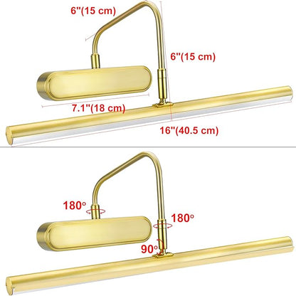 Picture Light,Wireless Art Lights for Paintings,15.9" Battery Operated Wall Lights,Remote Accent Lighting with Timer and Dimmable for Frame,Portrait,Dartboard-Brass