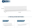 2 Pack White Acrylic Floating Shelves 15 Inches, Wall Hanging Bathroom Shelves, Wall Storage Shelf for Kitchen, Dining Room, Living Room, Bedroom, Bathroom, Retail, Supermarket