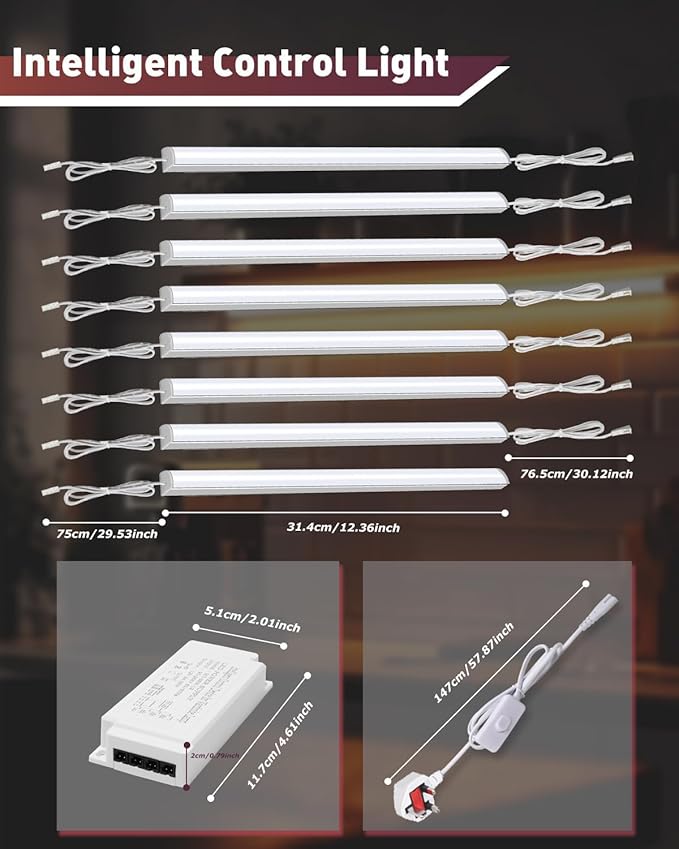 Cefrank Under Cabinet Lighting, 8pcs 12