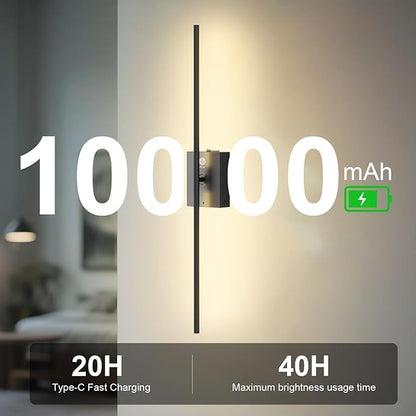 Battery Operated Wall Sconces, Wall Lights For Living Room, Powered Wireless Modern Rechargeable Sconce Wall Decor Set Of 2 Battery Operated Wall Light No Wiring Stick Renter Friendly, 2 Pack