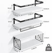 Fixwal Wall Mounted Bathroom Shelves Over Toilet, Rustic Wood Floating Shelves with Metal Frame and Towel Bar for Bathroom, Kitchen, Bedroom, Living Room (White)