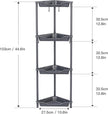 Orimade Rustproof 4 Tier Floor Standing Corner Shower Caddy Organizer, Plastic Metal Splicing Floor Corner Shelf Rack Storage Stands for Bathroom,10.8 x 10.8 x 44.6 inches, Grey