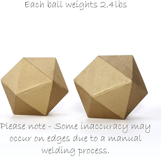 Ambipolar Geometric Decorative Ball Shaped Bookends, Modern Cast Iron Gold Bookends for Office Desk, Book Shelf, Room Decor, Home Office, Book Stand or Organizer, Set of 2