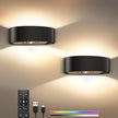 Motion Sensor Wall Sconces Set of 2, Rechargeable 5000mAh Battery Operated Wall Light with Remote Control 3 Colors Temperatures & Dimmable 15 RGB Colors Up and Down Wireless Wall Mount Light