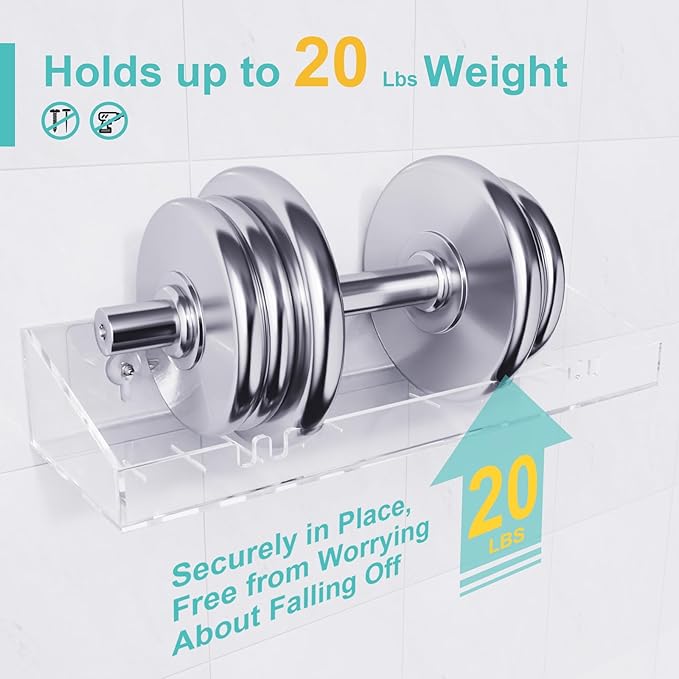 Adhesive Shower Caddy, 5 Pack Acrylic Shower Shelves Bath Organizers With Large Capacity, No Drilling Shelves for Bathroom Storage