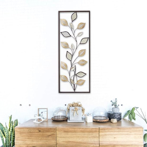 All American Collection New Modern Chic Aluminum/Metal Wall Decor Frame 12"x30" (Leaves Mirrors)