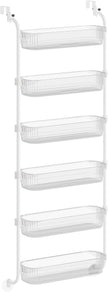 SONGMICS Over the Door Pantry Organizer, 6-Tier Kitchen Pantry Door Organizer with Adjustable Tall Baskets, Hanging Spice Rack, for Bedroom Bathroom Laundry Room, Transparent UKCS046WG01