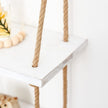 Mkono Hanging Shelves 3 Tier White Wood Wall Mount Floating Shelf with Rope Boho Decor for Living Room Bathroom Bedroom Kitchen Apartment - Rustic Wood Decorative Storage Shelf