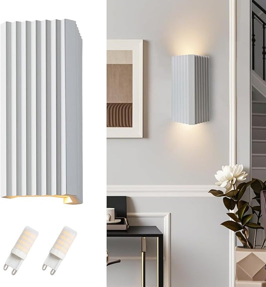 ZEROUNO LED Wall Sconce Indoor Wall Lights, White Hardwired Up and Down Wall Mount Light for Living Room Bedroom Hallway Corridor Stairs Warm White 3000K (with Replacement G9 Bulbs)