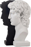 Lukitas David Head Decorative Bookends, Heavy Duty Half-and-Half Book Ends Non-Slip, Classical Artistic Sculpture for Office Home Bookshelf Decor, Black & White, Resin 9.5''