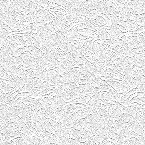 Manhattan Comfort Jacob Series Vinyl Textured and Paintable Design Large Wallpaper Roll, 21" W x 33' L, White
