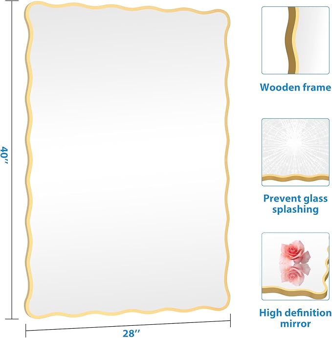 Gold Wavy Bathroom Mirror 28