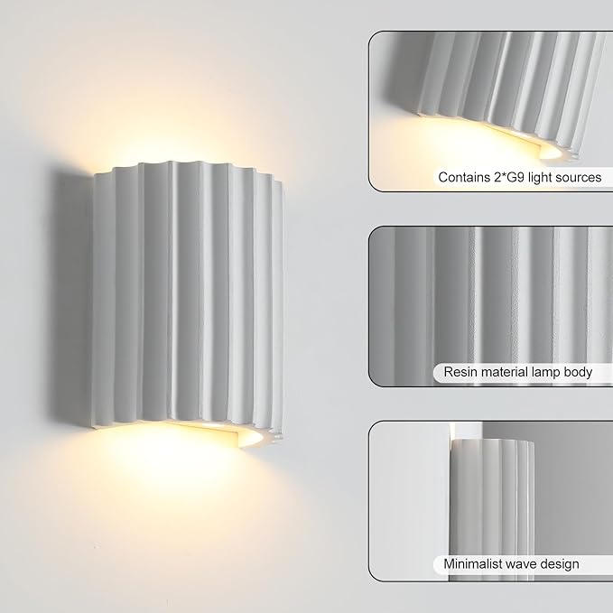ZEROUNO Modern LED Wall Sconce Hardwired Indoor Wall Lights Up and Down Wall Mount Night Light Wall Lamp Fixture for Living Room Bedroom Hallway Corridor Conservatory Stairs (with G9 Bulbs)