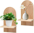 2 Pcs Boho Wall Shelf, Rainbow Arch Wooden Floating Shelf, Bohemian Floating Shelves Wall Decor for Nursery Bedroom Living Room Mid Century Hanging Shelf, 7.09 × 4.72 × 13.58 inches