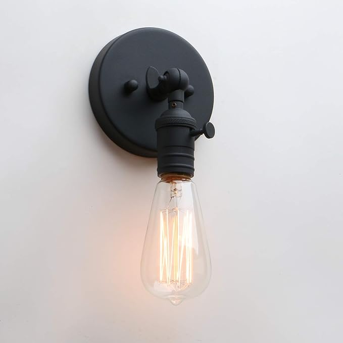 PERMO Minimalist Single Sconces Socket 1- Light Wall Sconce Lighting with On/Off Switch (Matte Black)