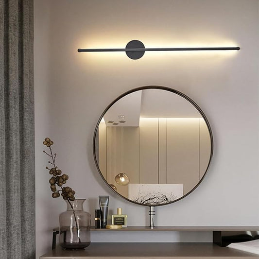 Nordic LED Linear Wall Sconce - Minimalist Aluminum Light for Living Room, Bedroom, and More(Black,X-Large)