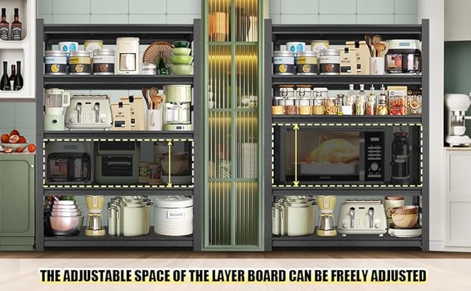 Kitchen Storage Shelves, 5-Tier Adjustable Heavy Duty Metal Kitchen Shelving Unit, Kitchen Appliance Shelf for Storage, Free Standing Organizer Shelf (16" D x 36" W x 72" H)