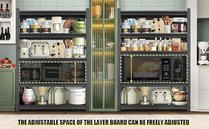 Kitchen Storage Shelves, 5-Tier Adjustable Heavy Duty Metal Kitchen Shelving Unit, Kitchen Appliance Shelf for Storage, Free Standing Organizer Shelf (16" D x 36" W x 72" H)