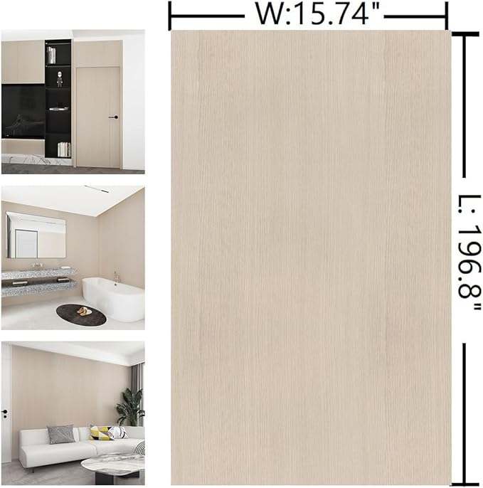 15.74"x196.8" Light Wood Contact Paper for Countertop Peel and Stick Waterproof Faux Wood Wallpaper Cream Shelf Liner Adhesive Paper for Furniture Walls Laundry Room Wallpaper Renter Friendly
