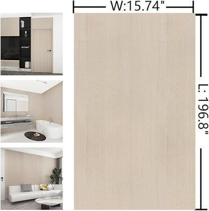 15.74"x196.8" Light Wood Contact Paper for Countertop Peel and Stick Waterproof Faux Wood Wallpaper Cream Shelf Liner Adhesive Paper for Furniture Walls Laundry Room Wallpaper Renter Friendly