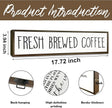 Coffee Wood Sign for Coffees Bar, Farmhouse Desk Signs, Rustic Cafe Decor, Coffees Home Decor for Kitchen Bar, Decorative Wooden Table Decoration, Fresh Brewed Coffee Sign, 17.8x4x1.2 inches