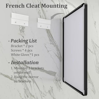 24x28 Inch Black Metal Framed Bathrrom Mirror for Wall, Matte Black Rectabgle Mirror, Shatterproof, Anti-Rust, Horizontally or Vertically Mounted