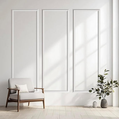 3 Set Peel and Stick Wall Molding Kit, Premade Self Adhesive Wainscoting Panels, Ready to Assemble Accent Molding Trim for Interior Wall Moulding Decor (24x72in)
