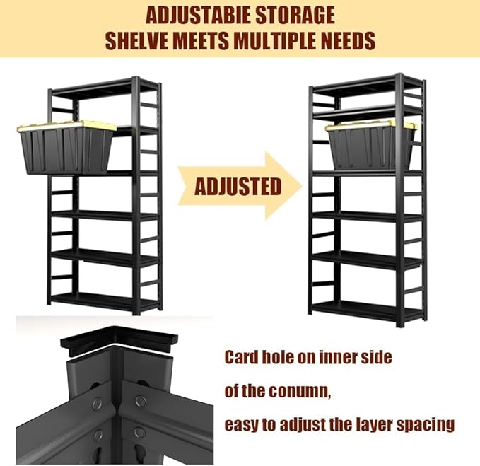 Kitchen Island with 5 Shelves, 63" H Microwave Stand Station with Adjustable Metal Shelve, Stable Steel Structure, Coffee Bar Station Table, Easy to Assemble, with Railings