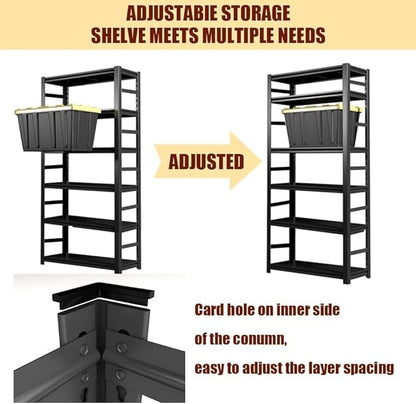 Kitchen Island with 5 Shelves, 63" H Microwave Stand Station with Adjustable Metal Shelve, Stable Steel Structure, Coffee Bar Station Table, Easy to Assemble, with Railings