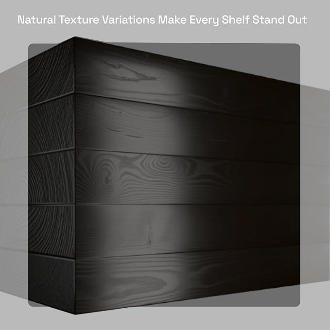 BAOBAB WORKSHOP Solid Wood Floating Shelves for Wall 30 Inches Long, Real Wooden Bathroom Shelf Large, Heavy Duty Wall Shelves Mounted Kitchen Bedroom, Black Shelf, 30W × 6.7D, Set of 2