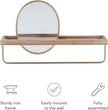 Linon Gourli Modern Farmhouse Gold Metal and Wooden Wall Shelf with Mirror